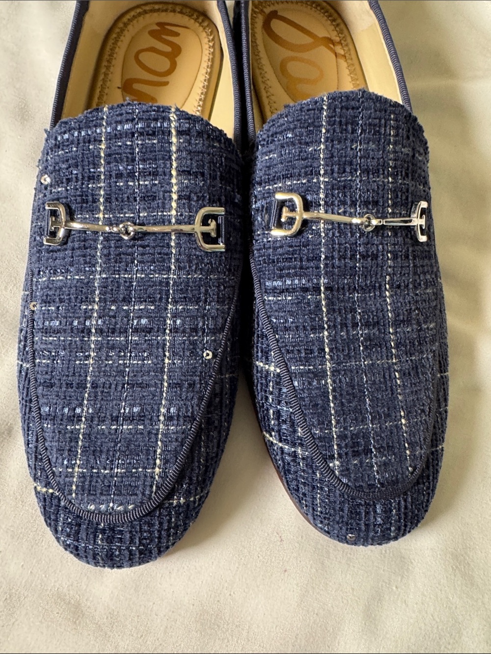 Sam Edelman Loraine Women’s Blue Tweed Bit Loafers Sz 9 1/2 - Picture 3 of 5